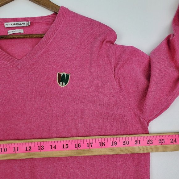 Peter Millar Mens Pink Cashmere Blend V-Neck Pullover Sweater Size L Golf Golfer - Picture 10 of 11